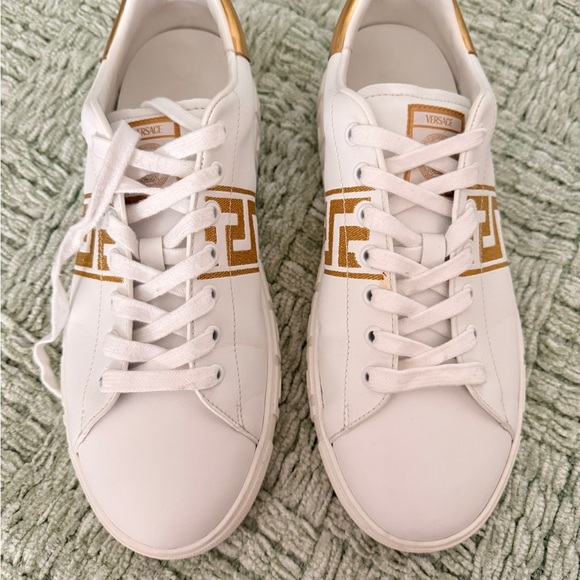 Versace Other - Versace White Sneakers with Gold Greek Key Detail